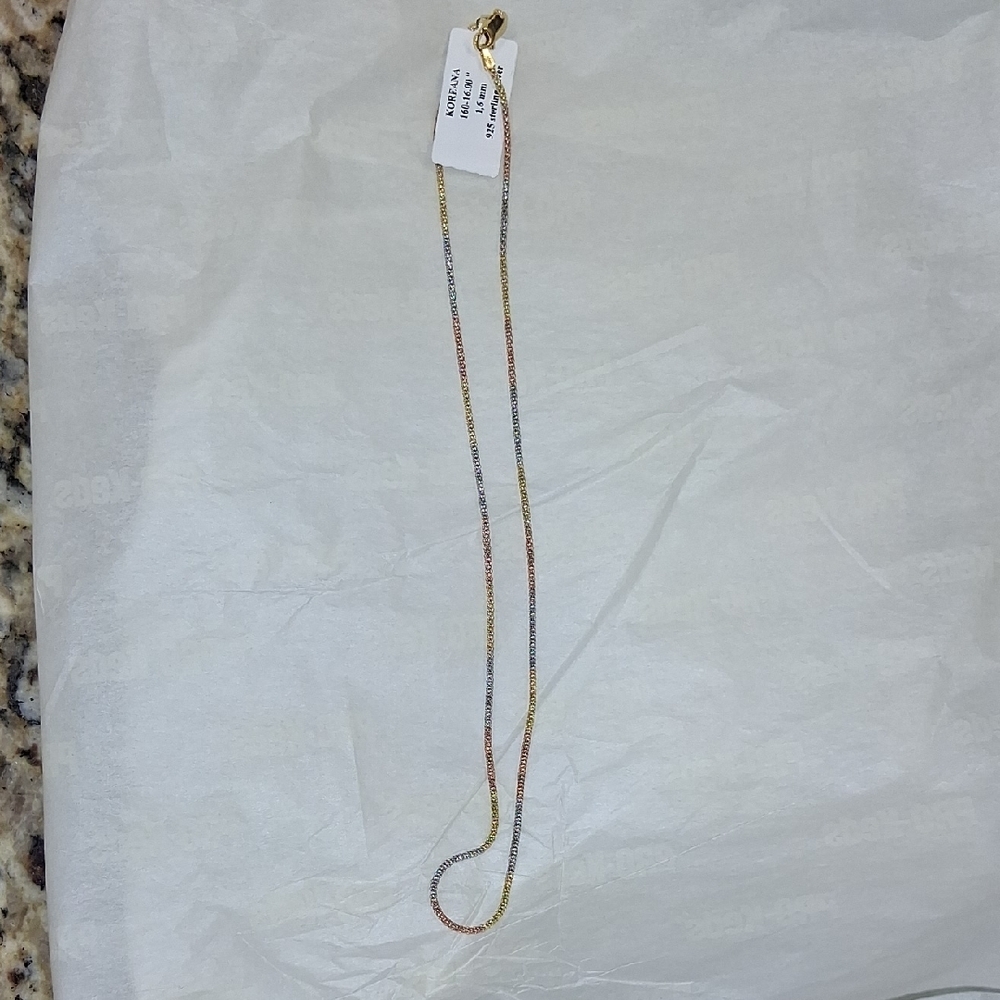 Sterling Silver Elegant Tri-Color Necklace